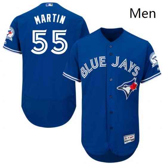 Mens Majestic Toronto Blue Jays 55 Russell Martin Blue Alternate Flex Base Authentic Collection MLB Jersey